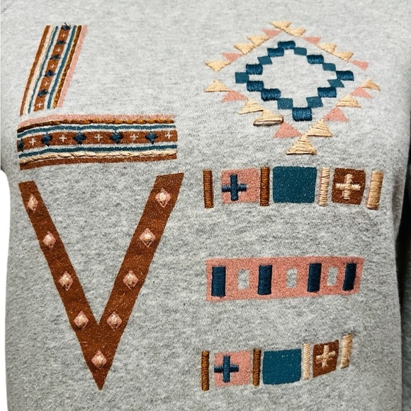 FAHERTY WOMEN’S GRAY LOVE SWEATSHIRT WITH EMBROIDERY SIZE XS - Picture 2 of 12